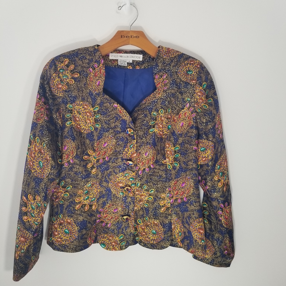 Anne Crimmins size 12 silk blend metallic blazer